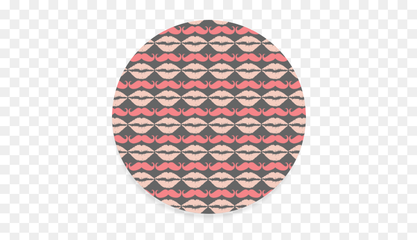 Pink Gray Hipster Mustache And Lips Round Coaster - Xperia Xa1 Plus Battery Test, HD Png Download - hipster mustache png