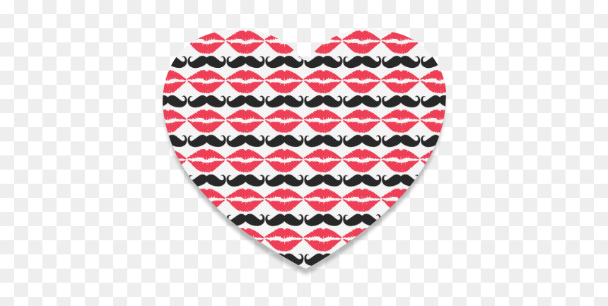 Red And Black Hipster Mustache And Lips Heart Coaster - Heart, HD Png Download - hipster mustache png