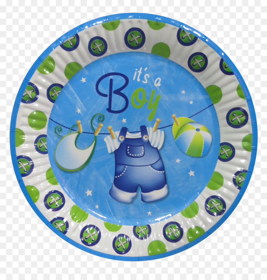 23cm Blue Clothesline Baby Shower Party Plates, Pack - Bff Hartje, HD Png Download - baby shower elephant png
