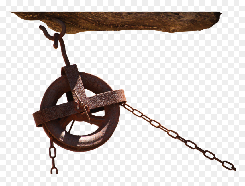 Role, Deflection Pulley, Elevator, Chain, Hook, Rust - Haken Mit Gewinde Antik, HD Png Download - rusty chains png