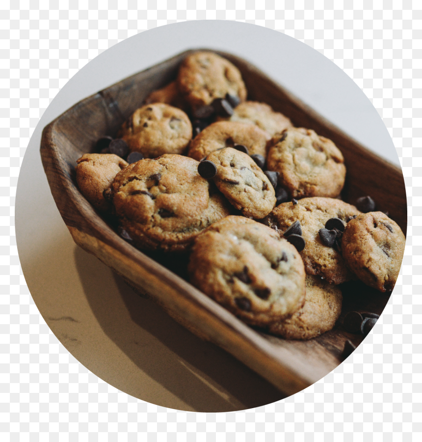 Cookies In Tray Circle - Chocolate Chip Cookie, HD Png Download - chocolate chip cookies png