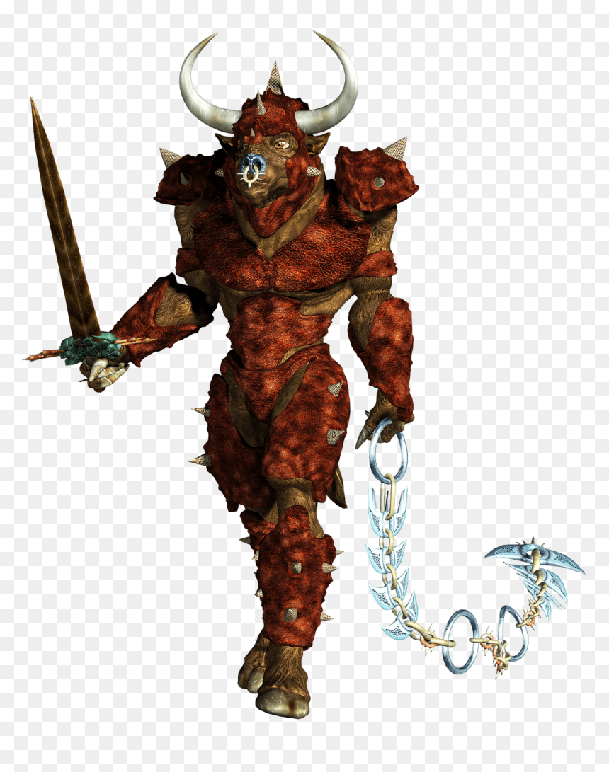 Minotaur Holding Chain Clip Arts - Minotaur Png, Transparent Png - metal chain png