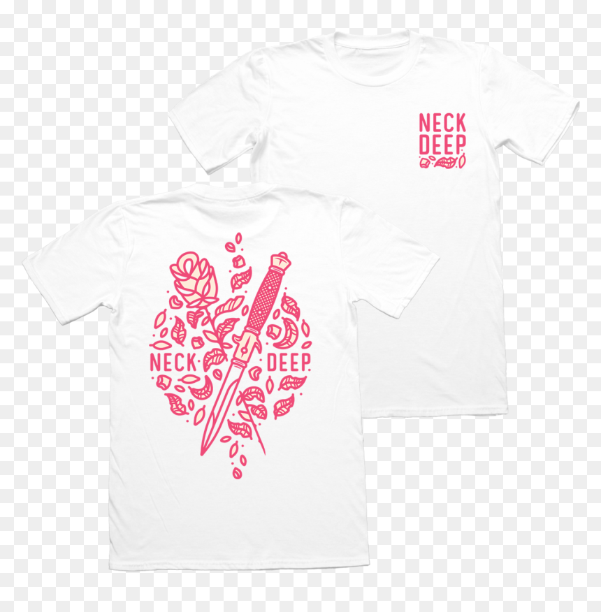 Rose Petals Tee - Neck Deep White Shirt, HD Png Download - angry dog png