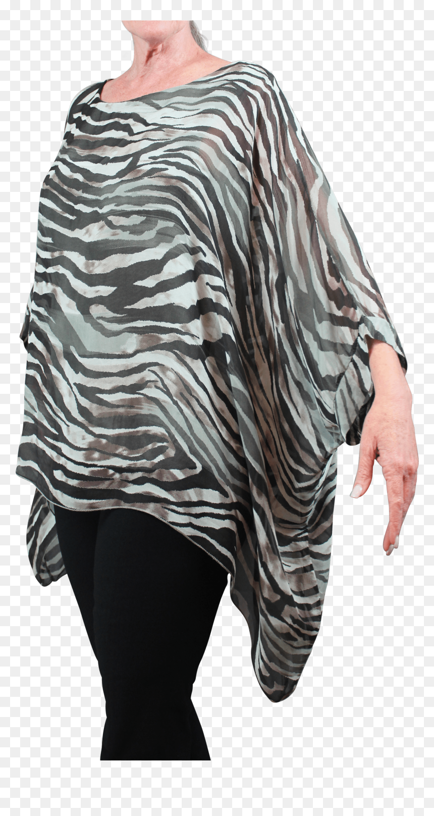 Silk kaftan Scoop Neck Zebra Print Olive, HD Png Download - zebra print png