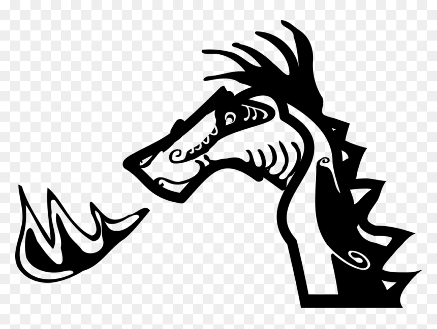 Art,monochrome Photography,artwork, HD Png Download - fire breathing dragon png