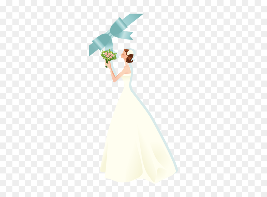 Shower Gown Bridal Illustration Wedding Free Download - Illustration, HD Png Download - wedding dress clipart png