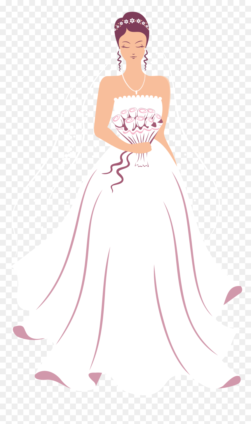 Transparent Wedding Dress Clipart - Bride, HD Png Download - wedding dress clipart png