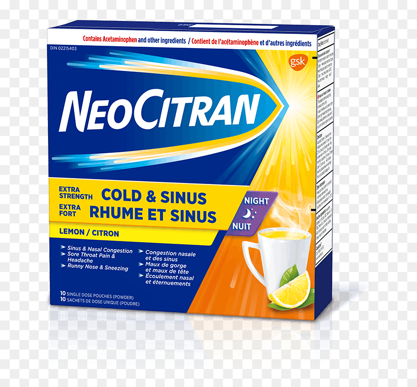 Neocitran Extra Strength Cold & Sinus Night - Neocitran Day And Night, HD Png Download - tylenol png