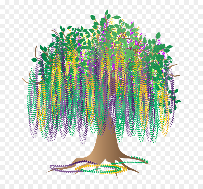 Graphic, Bead Tree, Bourbon Street, Mardi Gras, Tree - Mardi Gras Tree Clipart, HD Png Download - bead png