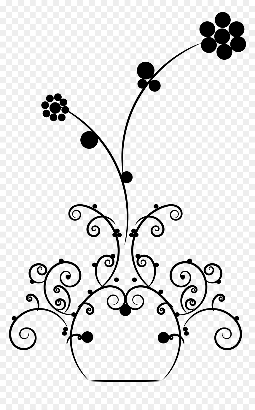 Abstract Flourish Vase With Flowers - Vase, HD Png Download - abstract designs flowers png