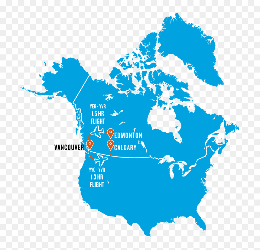 Calgary To California Flight, HD Png Download - word map png