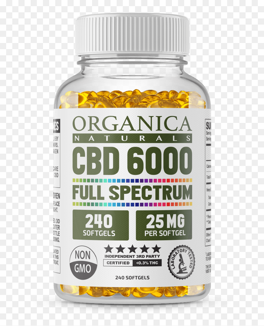 6000 Mg Full Spectrum Cbd Softgel Capsule Supplement - Cbd Capsule Supplement Facts, HD Png Download - medicine capsule png