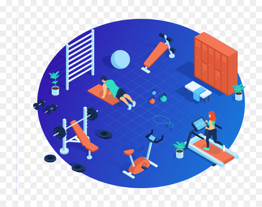 Illustration Of A Gym - Workout In Gym Illustrations, HD Png Download - gym dumbbells png