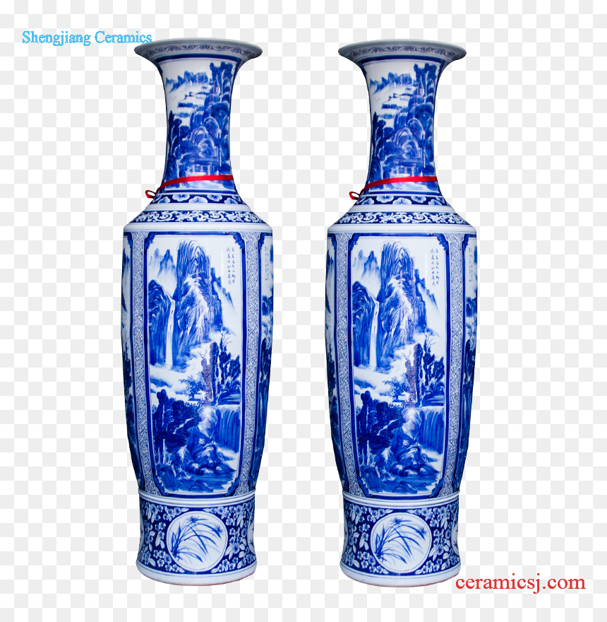Sf6 Jingdezhen Ceramic Masters Hand Draw Landscape - Vase, HD Png Download - big flower vase png