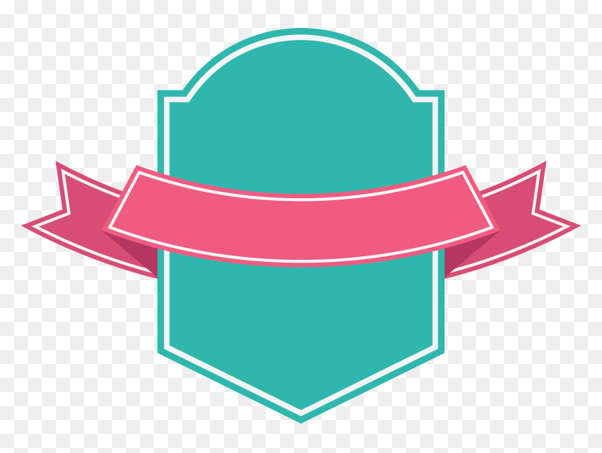 Green Badge With Down Arc Pink Ribbon Banner With Fold - Colegio Albert Einstein Curico, HD Png Download - teal ribbon png