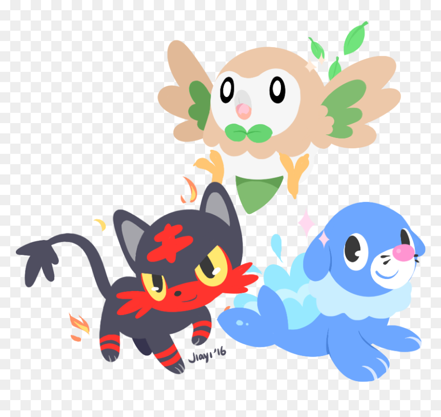 Litten Rowlet Y Popplio Png, Transparent Png - popplio png