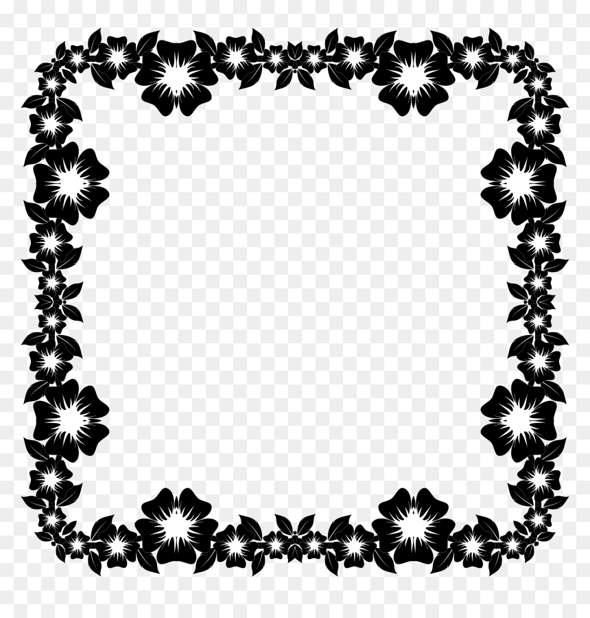 Floral Frame Png - Flower Frame Clipart Black And White, Transparent Png - black floral design png