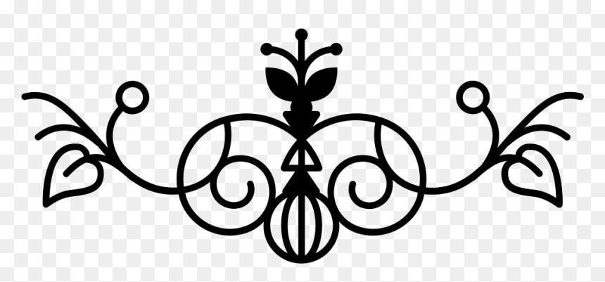 Floral Leaves And Vines With Bud Design - Flower Outline Design, HD Png Download - black floral design png
