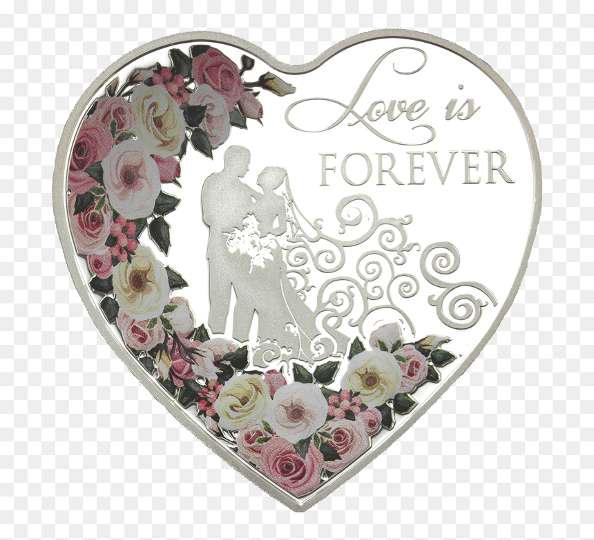 Silver Flowers In Love Heart, HD Png Download - love forever png