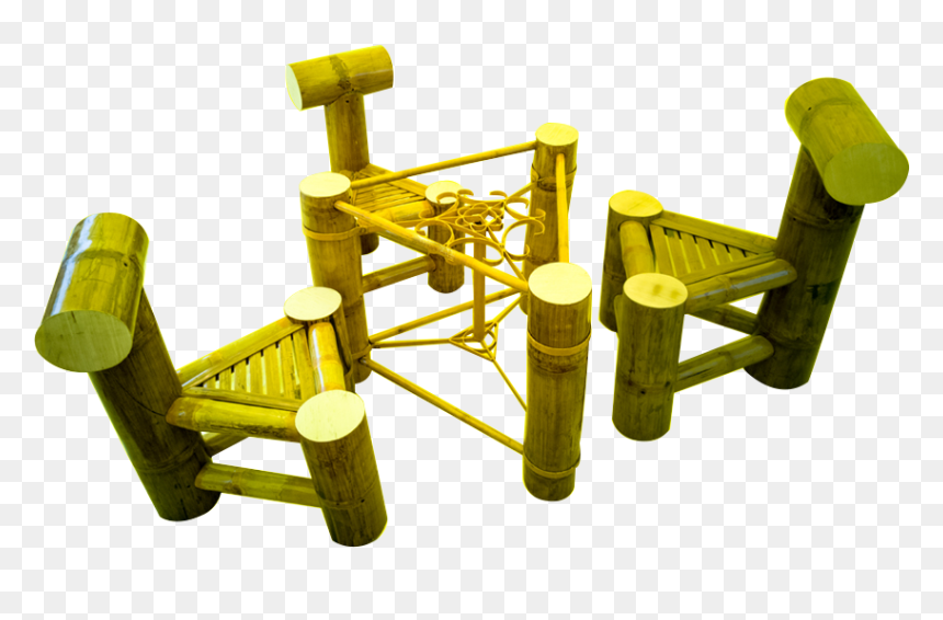 Bamboo Set Of 3 Chairs And Triangular Top Tea Table - Playground, HD Png Download - tea table png