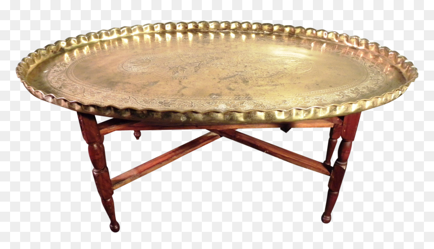 M#century Large Oval Moroccan Brass Tea Table On Chairish - Coffee Table, HD Png Download - tea table png
