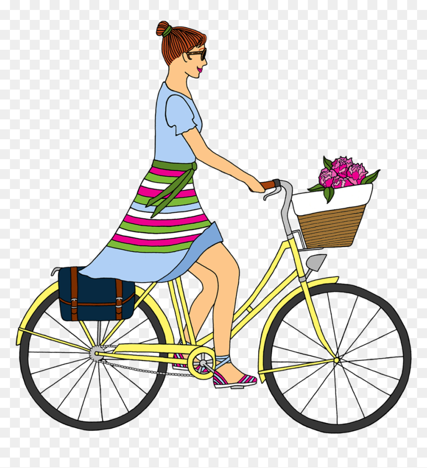 Yellow Bike Pink Peonies - Hybrid Bicycle, HD Png Download - bike png for photoshop