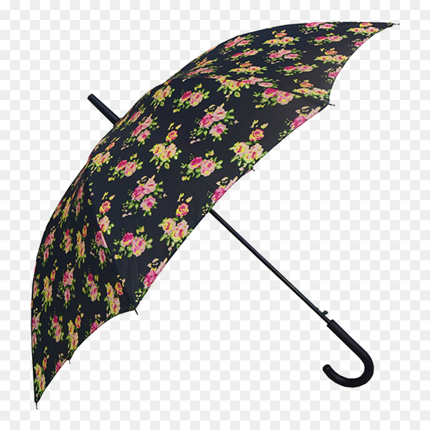 Hotsale Print Flower Stick Lady Black Coating Frame - Umbrella, HD Png Download - flower stick png
