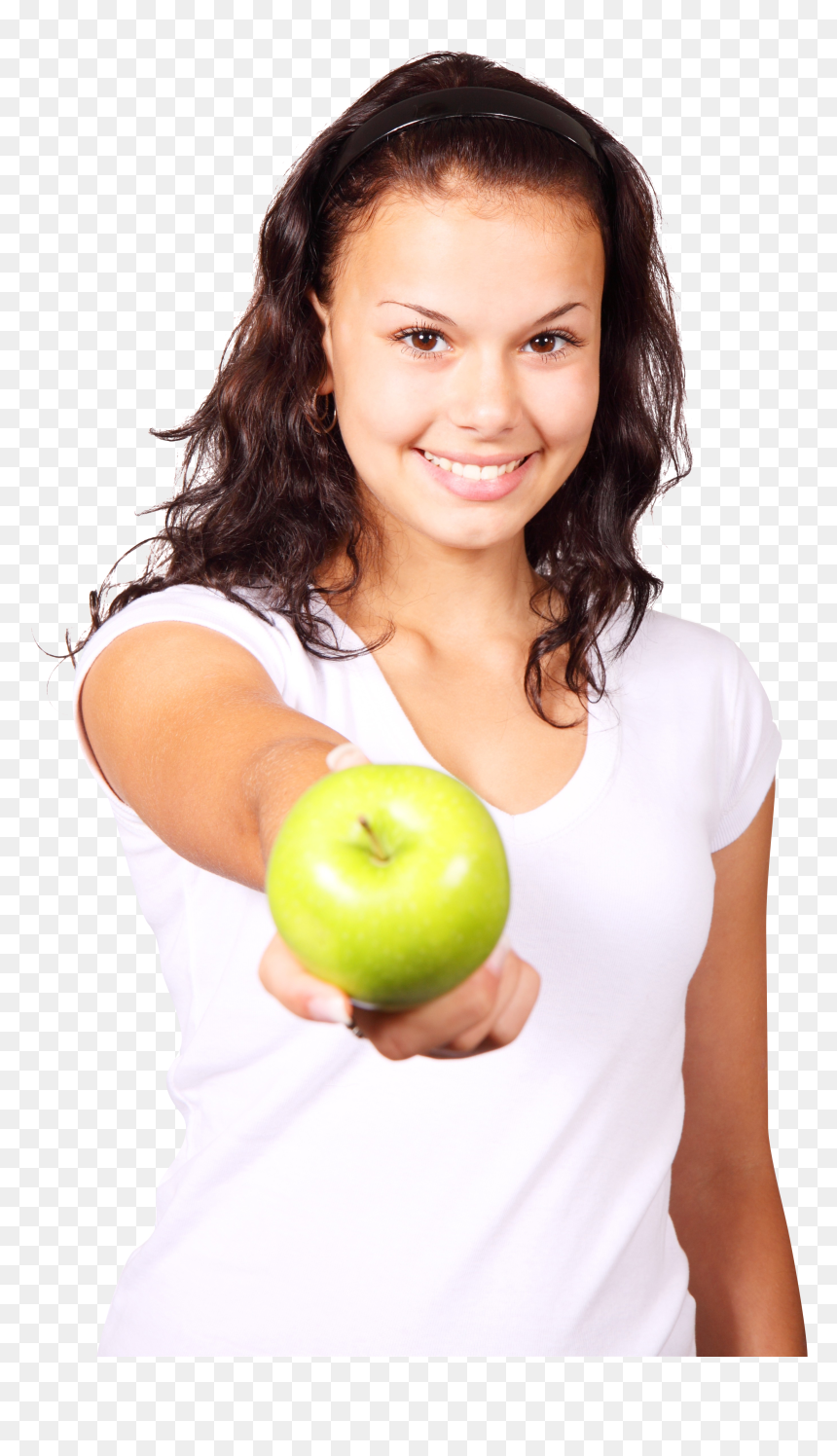 Girl Holding Apple, HD Png Download - woman with laptop png