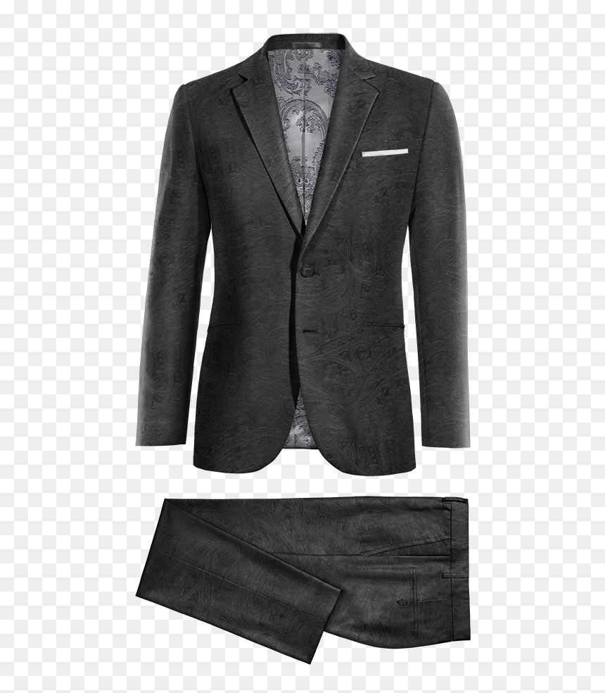 Black Paisley Velvet Suit - Traje Hombre Cuello Mao, HD Png Download - suit png images