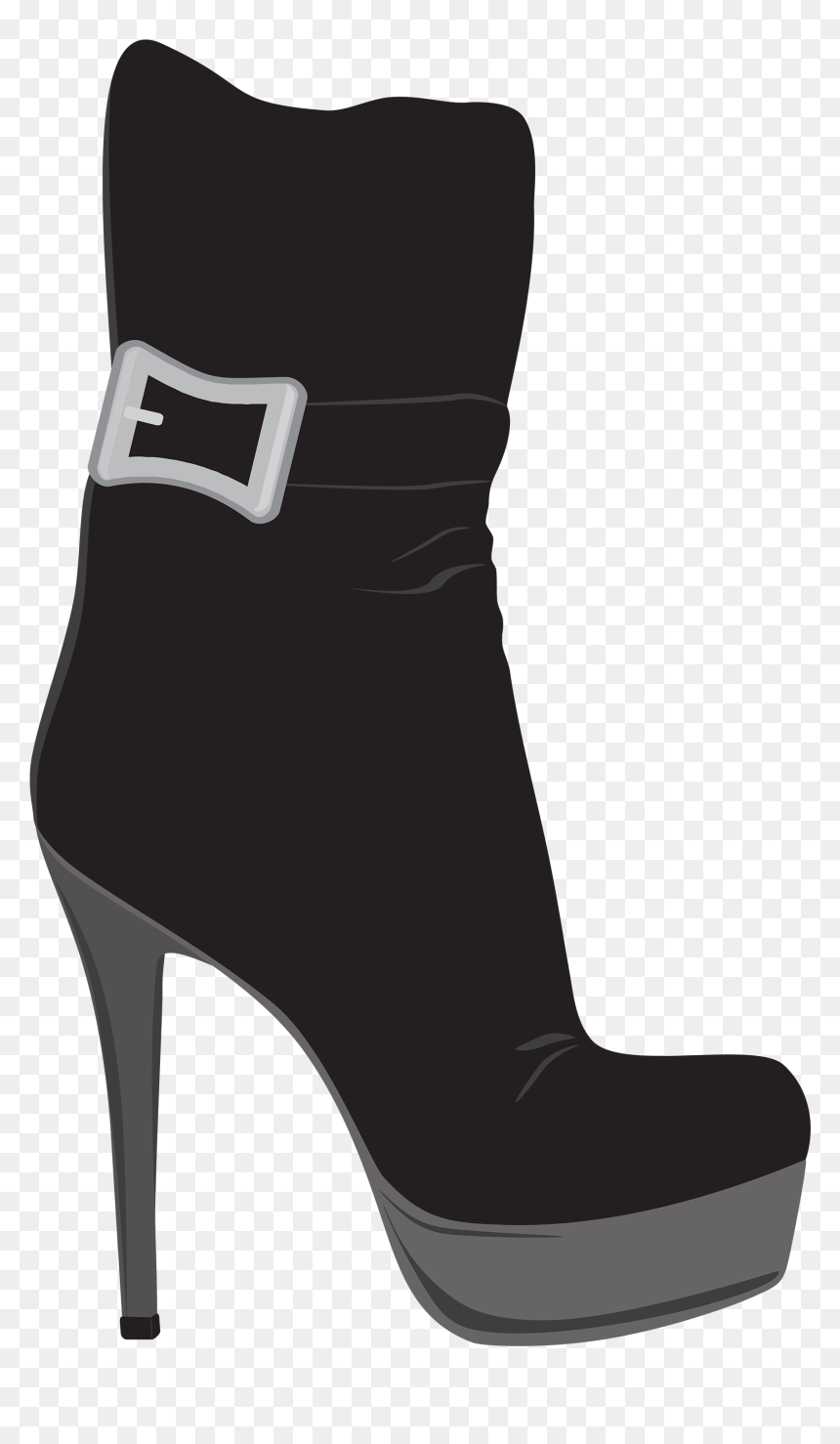 Black Female Boots Png Clipart - Heel Boots Clipart, Transparent Png - female shoes png