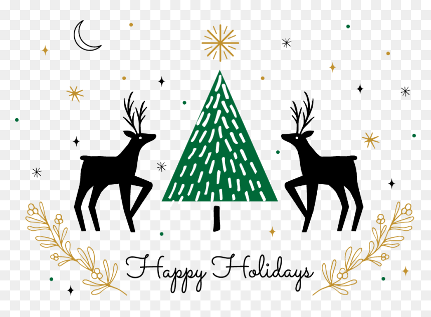 Christmas Cards Set With Gold Foil - Reindeer, HD Png Download - christmas cards png