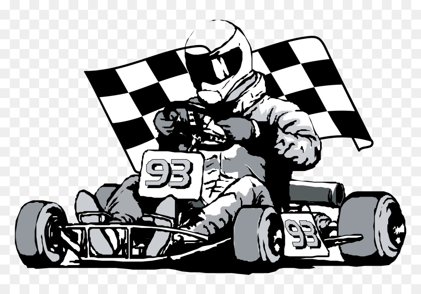 Flag Drawing Race Car - Go Kart Racing Drawings, HD Png Download - kart png
