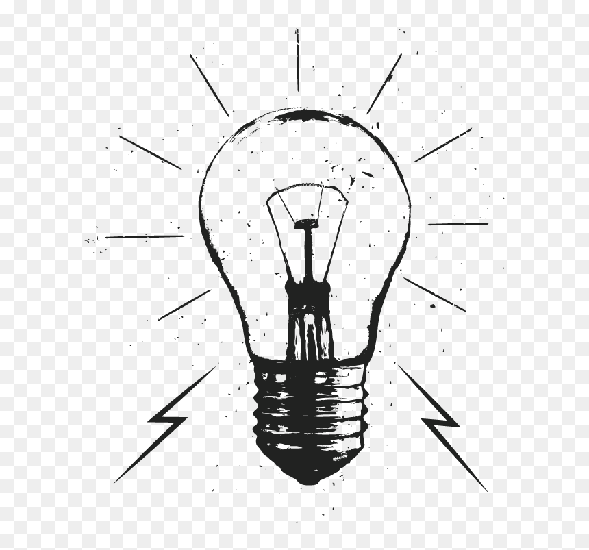 Megaphone Ink Pen Light Bulb - Hipster Light Bulb Sketch, HD Png Download - bulb illustration png