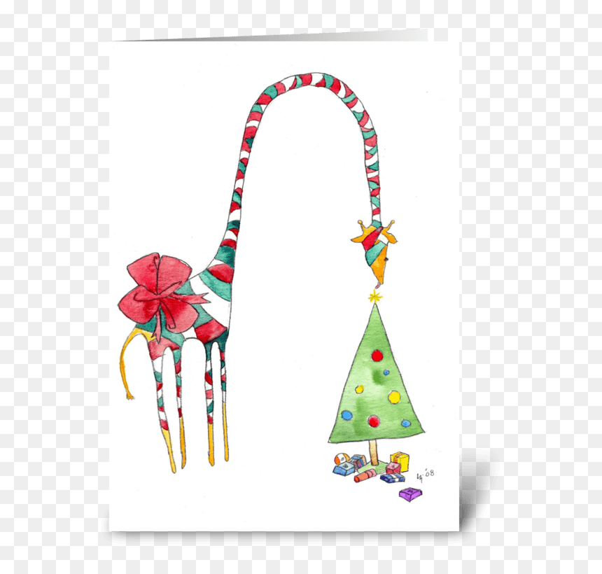 Giraffe Christmas Present Greeting Card - Giraffe Christmas, HD Png Download - christmas cards png