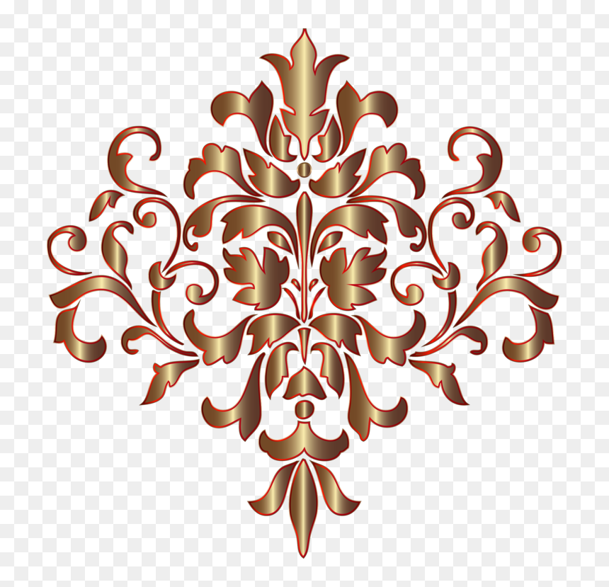 Damask Floral Design Visual Arts Paisley Gold Design - Design With No Background, HD Png Download - gold floral design png