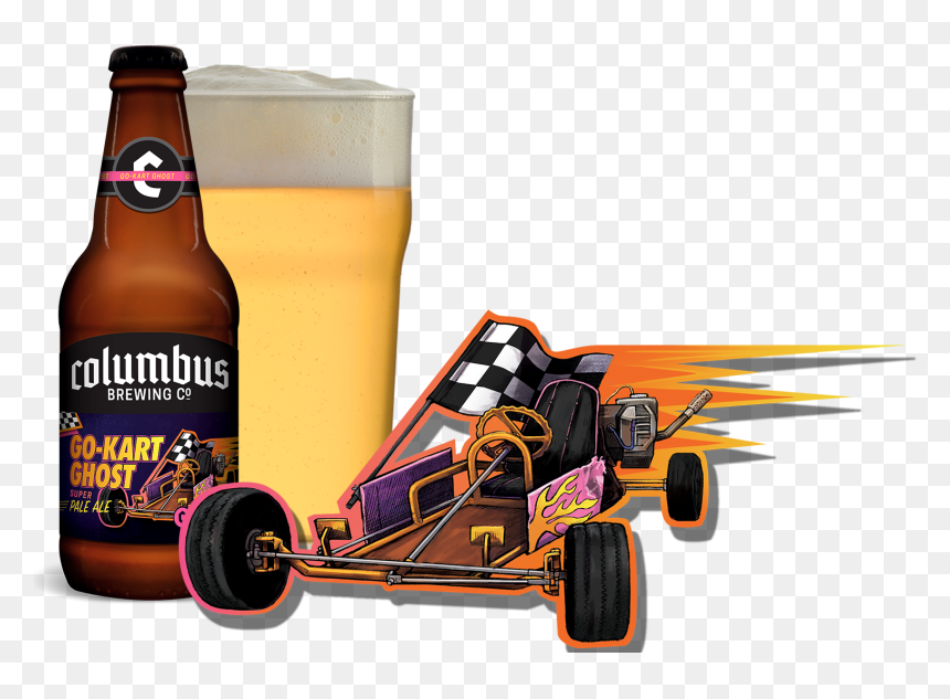 Cbc Go Kart Ghost Bottle, Glass, And Go Kart - Guinness, HD Png Download - kart png