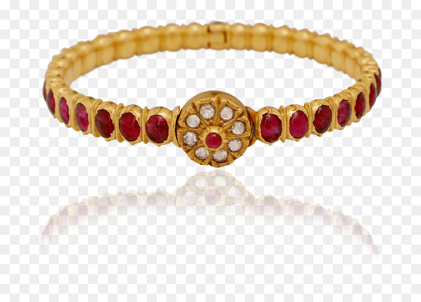 Ethnic Ruby Gold Bracelet - Diamond, HD Png Download - diamond bangles png