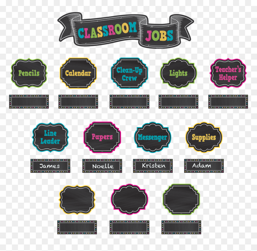 Chalkboard Brights Classroom Jobs Mini Bulletin Board - Classroom Job Bulletin Boards, HD Png Download - chalkboard arrow png