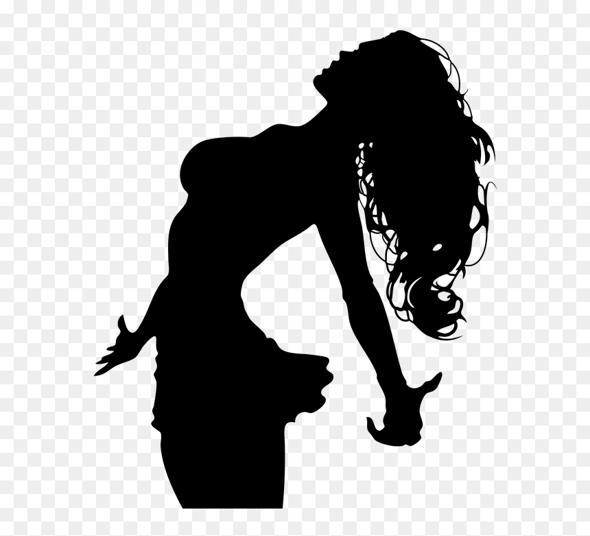Long Haired Woman Silhouette, HD Png Download - woman silhouette png