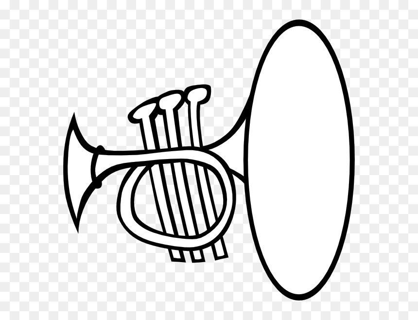 Musical Instrument Black And White, HD Png Download - trumpet png