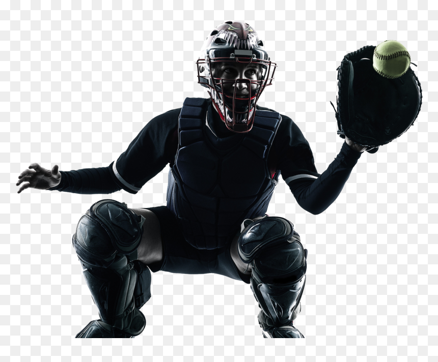 Softball Catcher Silhouette, HD Png Download - softball png