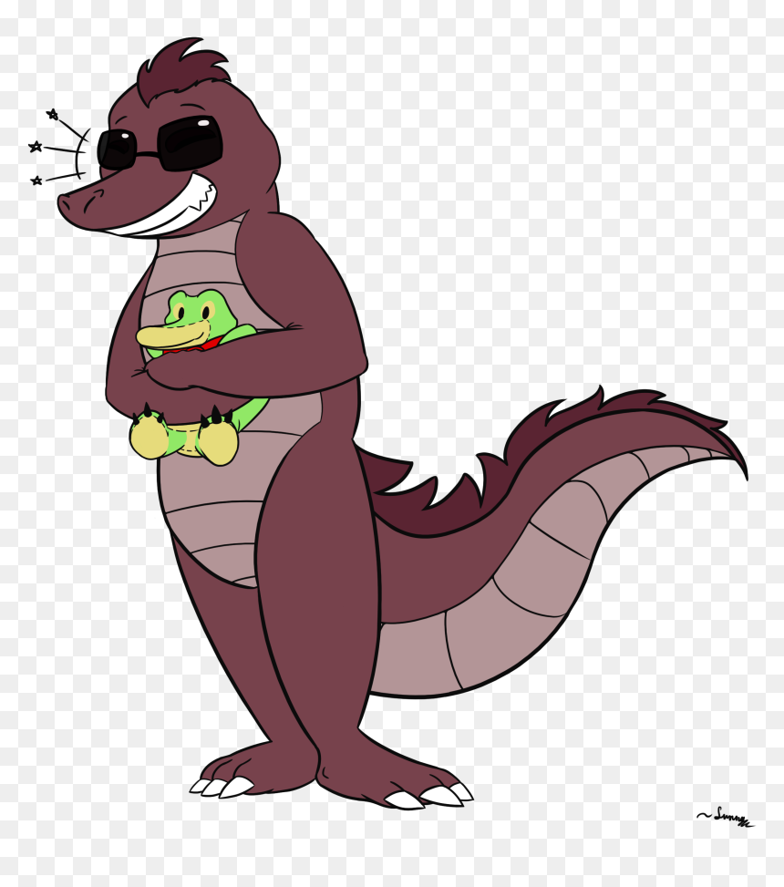 My First Commission A Cute Gator Holding Another Cute - Cartoon, HD Png Download - uf gator png