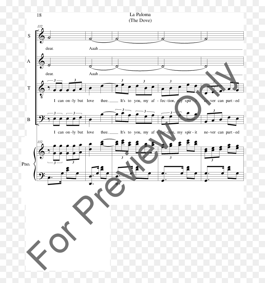La Paloma Thumbnail - Sheet Music, HD Png Download - palomas blancas png
