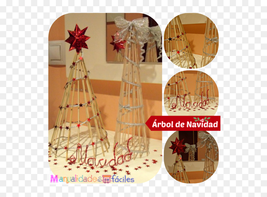 Arbolito Navideño Con Palitos De Brochetas - Manualidades Con Palitos De Brochetas, HD Png Download - adornos de navidad png