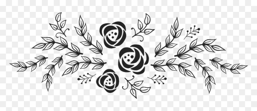 Botany,black And White,plant,line Art,flower,branch,clip - Flower Garland Clipart Black And White, HD Png Download - black underline png