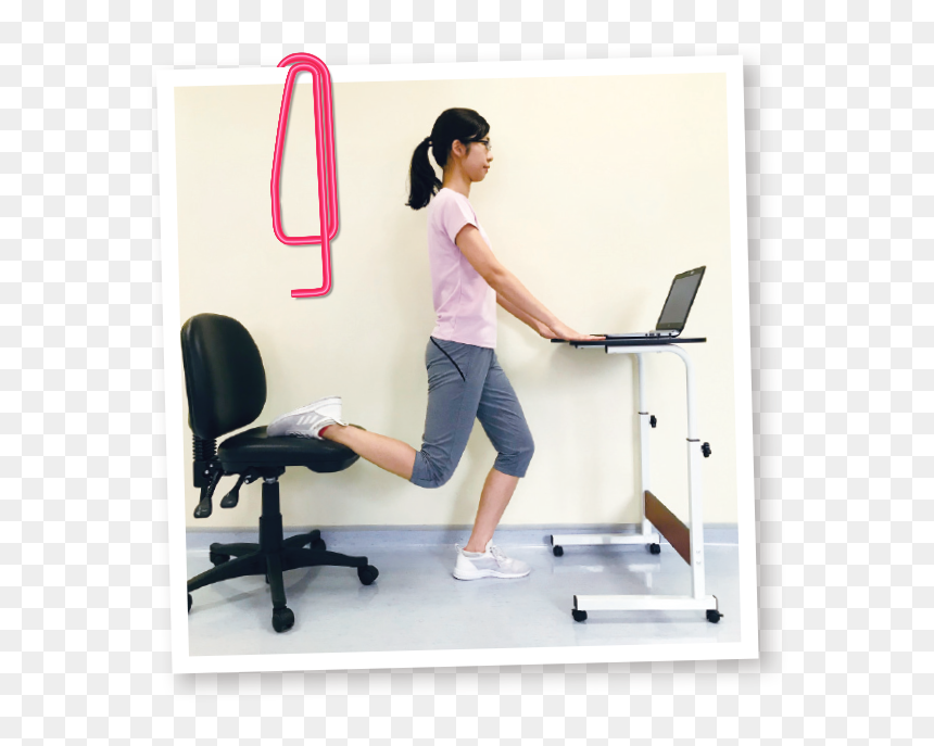 Standing Thigh Stretching Exercise - Office Chair, HD Png Download - stretching png