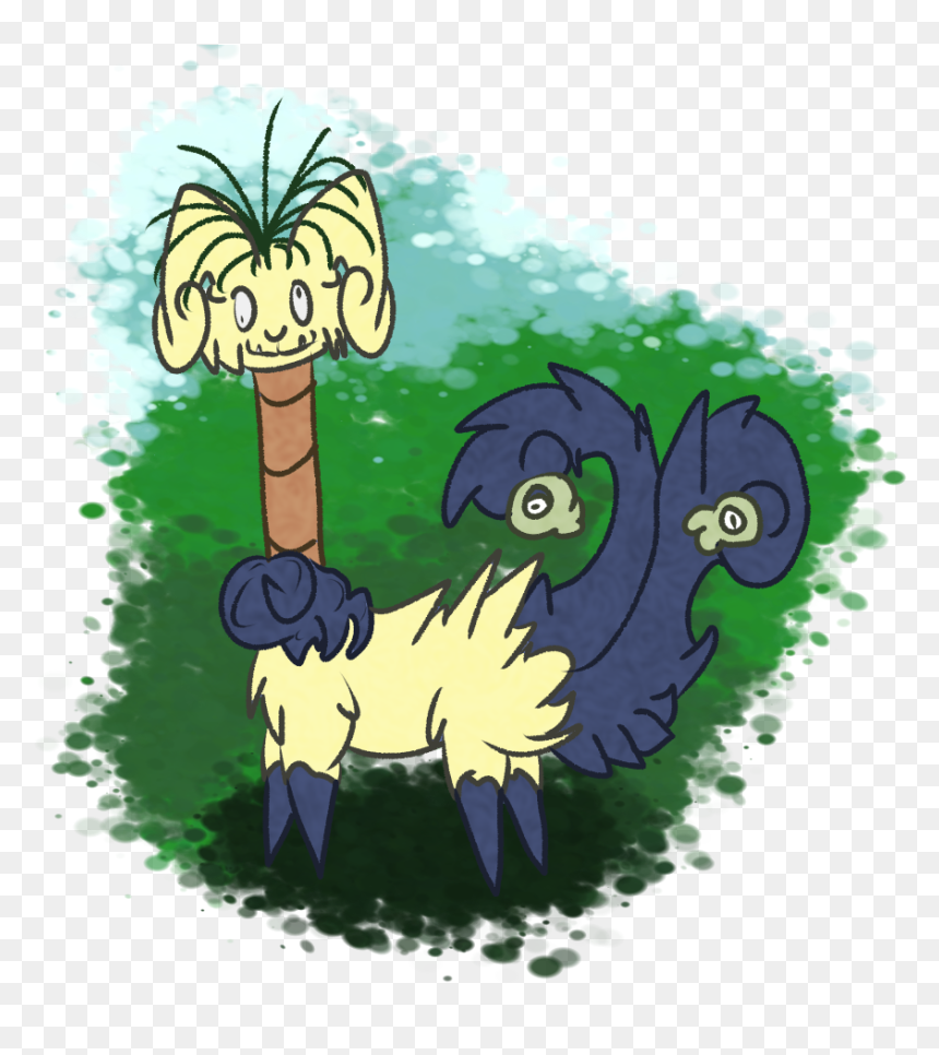 Meowstic X Exeggutor Alola Pokemon Fusion - Cartoon, HD Png Download - exeggutor png
