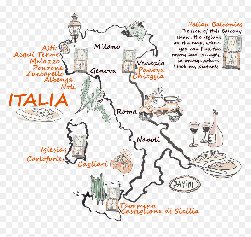 Romeo And Juliet Map, HD Png Download - italy map png