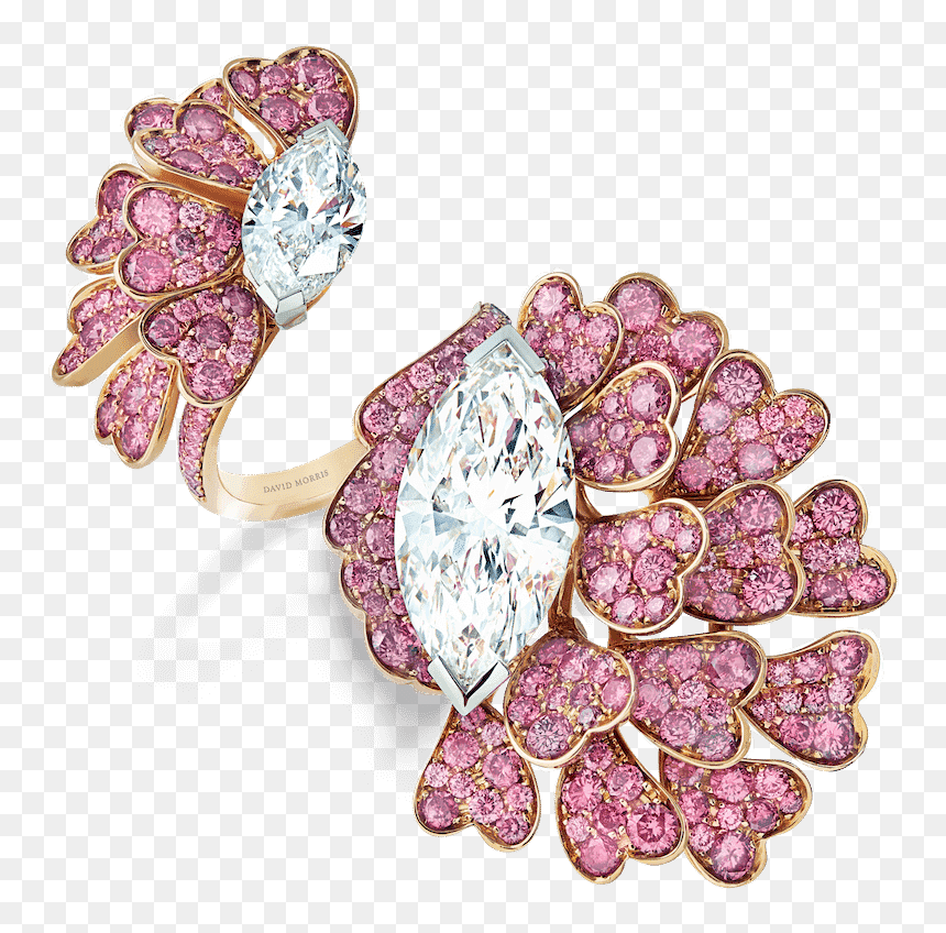 11 01 1830 Pink And White Diamond Ring 2 Copy - Crystal, HD Png Download - bird of paradise png