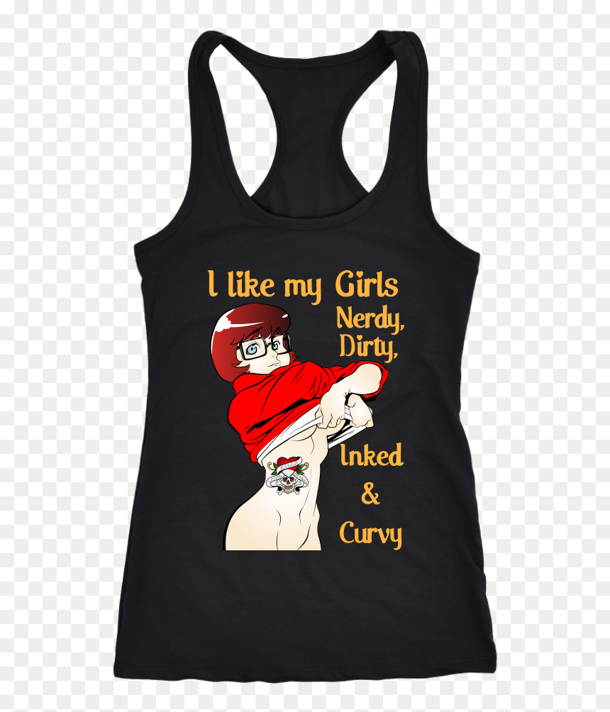 Nerdy Dirty Inked And Curvy Fitness Workout Velma Racerback - Phys Ed Teacher Shirts, HD Png Download - velma png